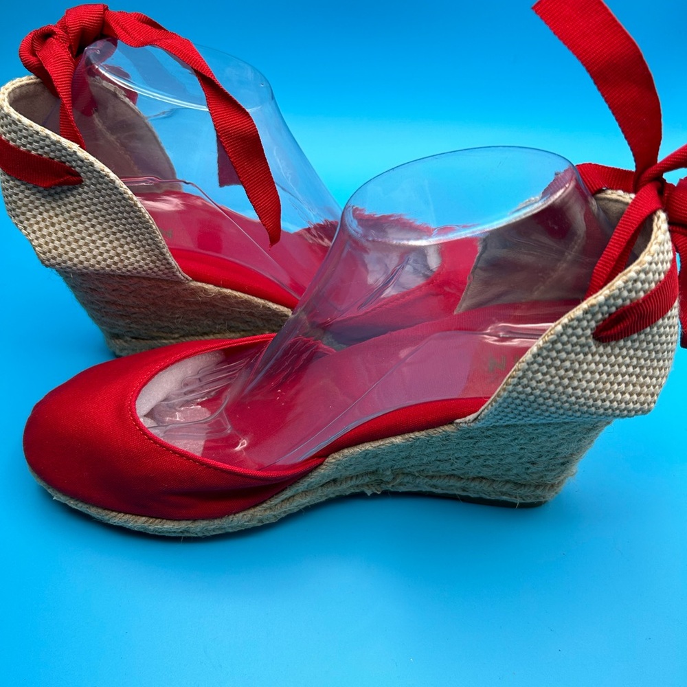 SHEIN Red Espadrille Flannel Open Toe Sandals Size 10 NWOT